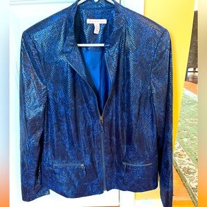 JM Collection Navy Blue Zip Front Blazer, 14P